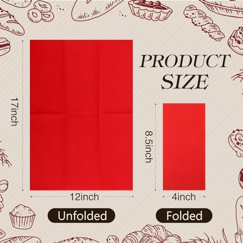 Qilery 100 Pcs Linen Feel Disposable Dinner Napkins Decorative Paper Napkin 17"x12" Paper Soft Hand Towel Absorbent Disposable Guest Towel for Kitchen Wedding Party(Red)
