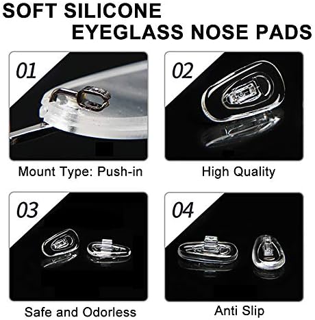 Push-in Eyeglass Nose Pads, 6 Pairs 14mm Soft Silicone Push in Nose Pads for Glasses