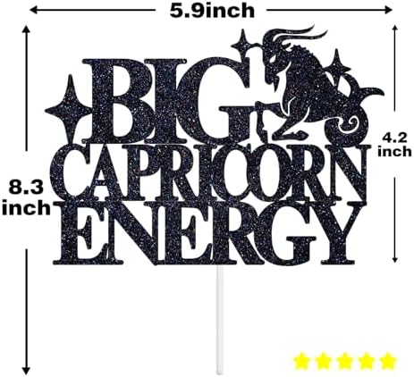 Big Capricorn Energy Cake Topper, Happy Birthday Capricorn in December/January, Capricorn Season, 12 Zodiac Constellation Theme Birthday Party Decoration Supplies