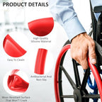 1 Pair Wheelchair Push Rim Covers for Invacare Wheelchair Accessories, Rear Wheel Grips Cover,Non-Slip Wear-Resistant Hand Push Cover Wheelchair(RED, 22 in)