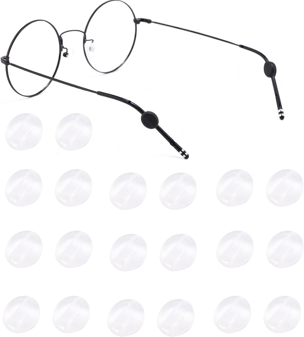 OPUGIT Silicone Eyeglasses Temple Grips, Mini Round Eyewear Retainer, Anti-Slip Glasses Retainer, Frame Grips for Spectacle, Sunglasses, Glasses, Eyewear, 10 Pairs, Clear