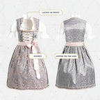 BAVARIA TRACHTEN Women's Authentic German Oktoberfest Dirndl Dress - Silver Rose, Large