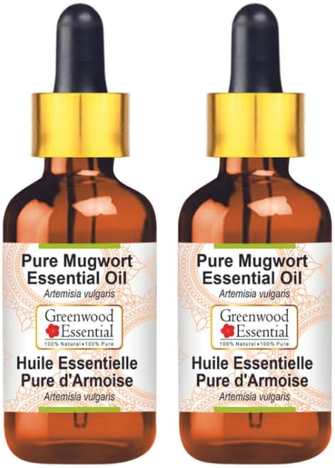 Greenwood Essential Pure Mugwort Essential Oil (Artemisia vulgaris) with Two Glass Droppers Steam Distilled (Pack of Two) 5ml X 2 (0.33 oz)