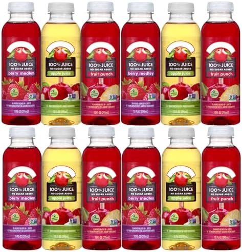 Apple nd Eve's 100% Fruit Juice Variety Pack, 12 Bottles (10 fl oz Each) – Apple, Berry Medley & Fruit Punch, No Sugar Added, Non-GMO