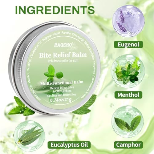 Mosquito Bite Itch Relief Cream 0.74oz Anti Itch Bug Insect After Bite Treatment Cream Travel Sting Sunburn Heat Rash Skin Cooling Stop Itching Balm Summer Camping Hiking Travel Essentials