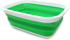 SAMMART 9.2L (2.37Gallon) Collapsible Tub - Portable Outdoor Picnic Basket/Crater - Foldable Shopping Bag - Space Saving Storage Container (M, Bright Green)