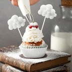 10Pcs Cloud Cake Topper, Plush Cloud Cupcake Toppers Yarn Ball Dessert Picks White Cake Picks Decor for Wedding Birthday Party Supplies