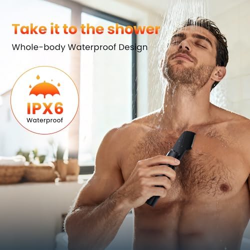 MAXGROOM Manscape Body Hair Trimmer for Men, Waterproof Pubic, Groin & Ball Shaver, No-Nick Mens Electric Grooming Kit with LED Display, USB Rechargeable, Adjustable Guide Comb