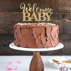 Welcome Baby Shower Cake Topper - Golden Glittering, New Baby, Welcome Baby Topper, Shower Topper，freshmen Take Pictures to Decorate and Smash the Cake