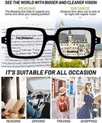 OCCI CHIARI Bifocal Reading Glasses with Clear Top,Blue Light Blocking Transition Readers Women 1.0 1.5 2.0 2.5 3.0 3.5(100+ Black)