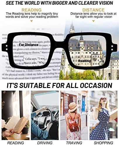OCCI CHIARI Bifocal Reading Glasses with Clear Top,Blue Light Blocking Transition Readers Women 1.0 1.5 2.0 2.5 3.0 3.5(100+ Black)