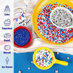 Edible Pearl Sugar Pearl for Cupcakes Cake Decorating, 160g/5.64oz, Red White and Blue Sprinkles, Silver Star Mix, Cake Decorations, Baking Party Holiday Supplies