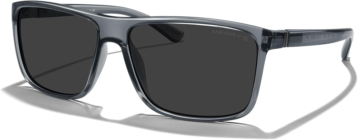 MERRY'S Rectangular Polarized Sports Sunglasses for Men Women Cycling Driving Fishing UV400 Protection S8225