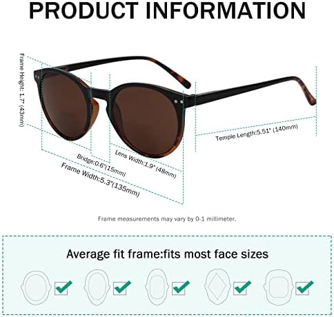 Eyekepper 4-pack Bifocal Sunglasses for Women Reading under the Sun Round Bifocal Readers