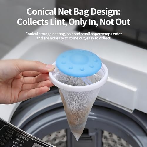 4PCS Washer Hair Remover Floating Filter Reusable Lint Trapper Mesh Pouch Laundry Cleaning Ball for Pet Fur and Debris Universal for Home Washing Machines