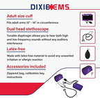 Dixie EMS Aneroid Sphygmomanometer and Dual Head Stethoscope Set with Adult Size Blood Pressure Cuff, Calibration Key and Carrying Case – Purple