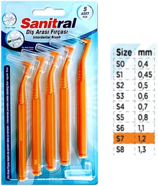 Angle Interdental Brushes (1.2 mm - Size 7), Angled Dental Brush for Teeth Cleaning - Excellent Access Between Teeth - Orange