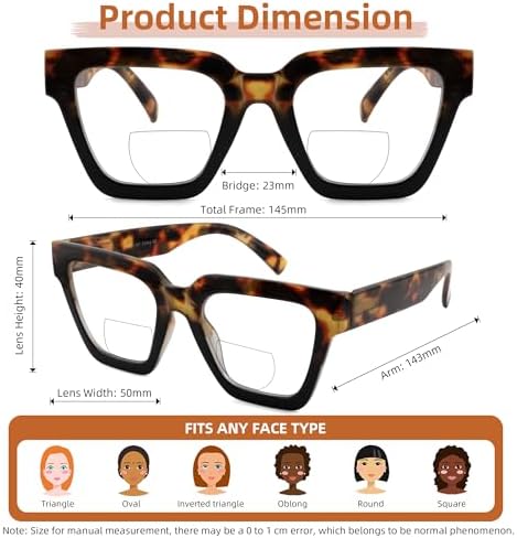 Bifocal Reading Glasses Women Oprah Style Bi-focal Readers Oversized Eyewear Designer Ladies Large Frame Square