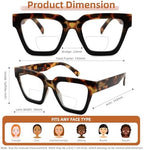 Bifocal Reading Glasses Women Oprah Style Bi-focal Readers Oversized Eyewear Designer Ladies Large Frame Square