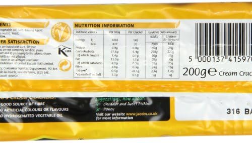 Jacobs Cream Crackers Biscuits 200 G (pack Of 24)