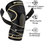 Copper Knee Braces with Strap for Knee Pain Women and Men(2 Pack), Knee Compression Sleeve for Arthritis, ACL, Meniscus Tear, Joint Pain Relief, Knee Support for Working, Running, Weightlifting(2XL)
