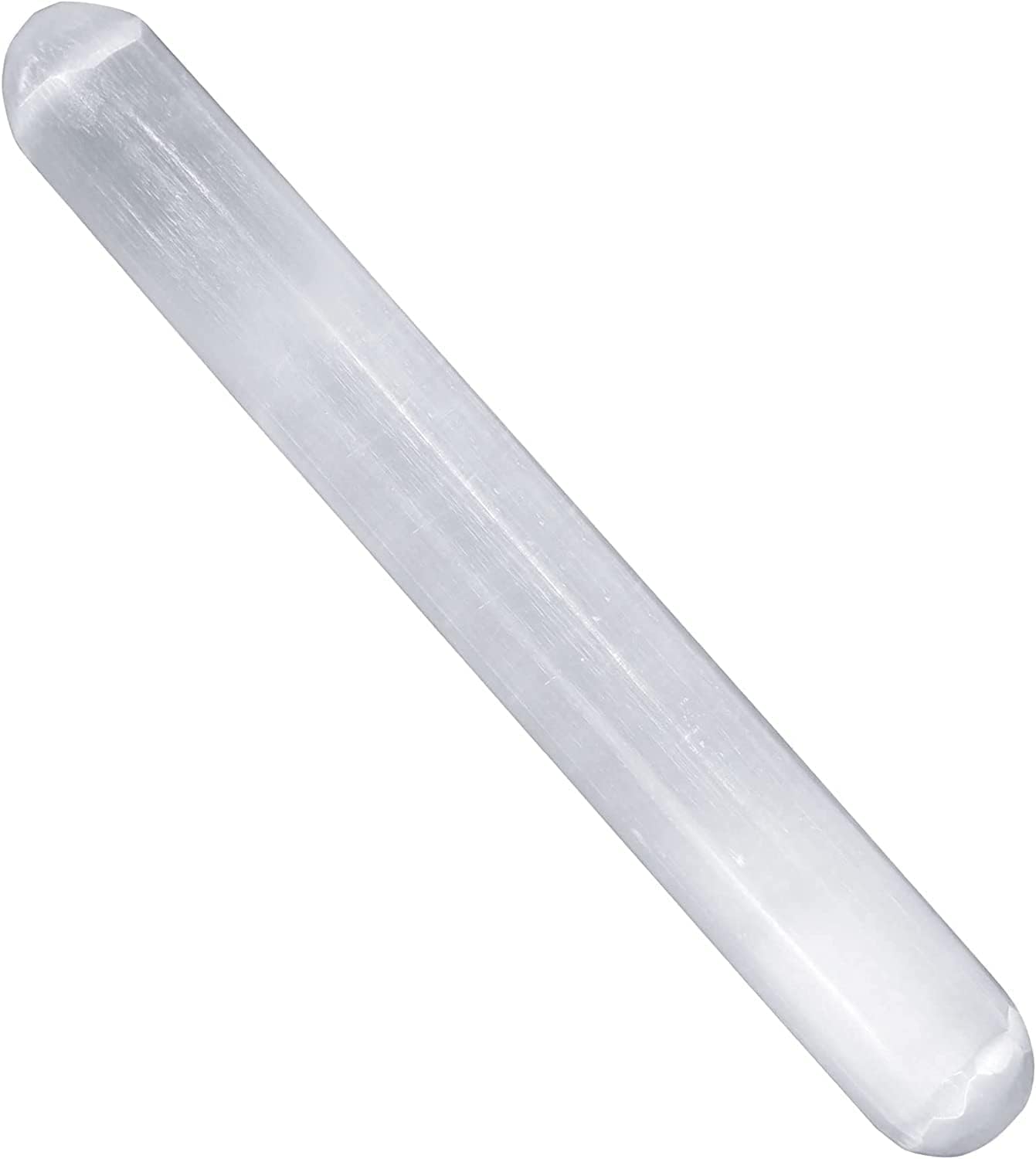 Selenite Crystal Massage Wand 6 Inches, Moroccan White Healing High Efficient Energy Crystals for Anxiety Relief, Yoga, and Meditation, Ideal for Gift and Home Decor