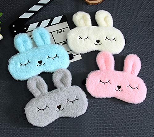 4 Pack Cute Animal Rabbit Sleeping Eye Mask Soft Plush Blindfold Sleep Masks Eye Cover for Kids Girls Women Home Sleeping Traveling