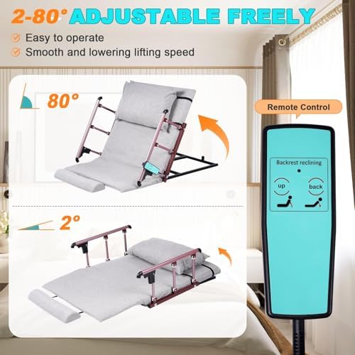 Lifting Bed Backrest for Elderly Electric Adjustable Power Bed Wedge Cover for Elderly Electric Bed Lifting Backrest for Sitting and Sleeping Positioning Assistance,Grey