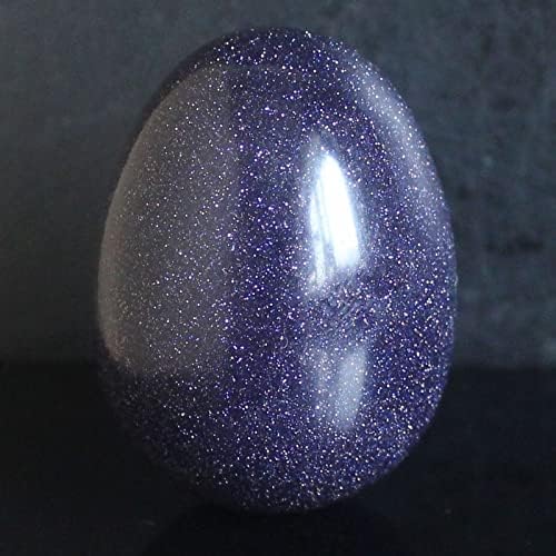 40x30mm Mixed Gemstone Rose Quartz Egg with Wood Stand Chakra Crystal Healing Home Decor (Blue Goldstone)