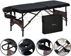 Master Massage 28" Argo Portable Massage Table in Black with Walnut Legs- Spa Bed for Tabletop Exercise & Massage- Beauty Bed Tattoo Bed- Lash Table