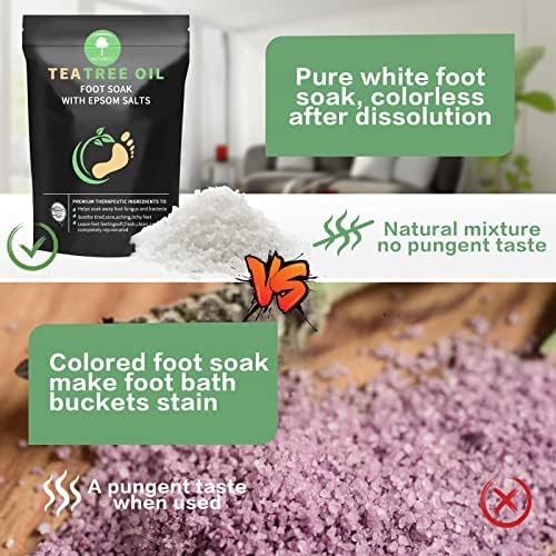 Tea Tree Oil Foot Soak with Epsom Salt - Pedicure Foot Spa for Toenail Fungus Treatment, Nail Discoloration, Stubborn Foot Odor and Itchiness -16 oz