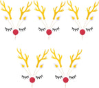 10 Sets Christmas Cake Toppers Reindeer Antlers Cupcake Toppers Set,Glitter Deer Antler Picks with Ears Nose Eyelashes, Paper Reindeer Cake Decor Gifts for Christmas Party Birthday Baby Shower