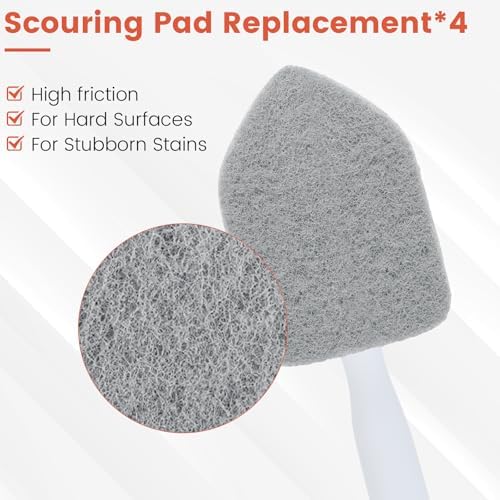 Wlich Scouring Pads Microfiber Cloth Refills 6 Pack, Fit Tub Tile Scrubber Brush Cleaning, Reusable Scouring Scrub Pad and Microfiber Scrub Pads Set for Cleaning Bathroom Kitchen Toilet Tile Sink