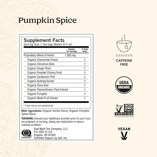 Yogi Tea Pumpkin Spice Tea - 16 Tea Bags per Pack (4 Packs) - Limited Edition Organic Pumpkin Spice Tea Bags - Perfect for the Holidays - Includes Cinnamon Bark, Cardamom Pod, Nutmeg Kernel & More
