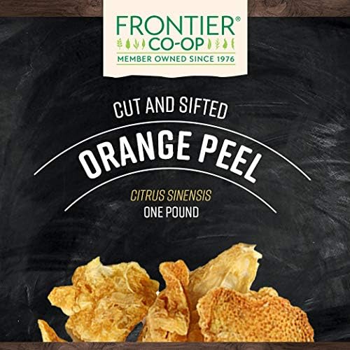 Frontier Co-op Orange Peel, Cut and Sifted, 1/4" Inch, Bulk Bag, Kosher | 16 Ounce (Pack of 1)