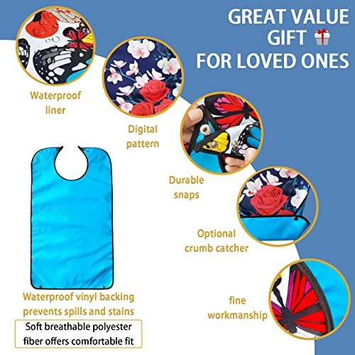 Pafusen 3 Pack Adult Bibs for Men Elderly Seniors, Feeding Bibs for Adults Senior Citizens with Crumb Catcher, Gag Gifts for Men/Dad