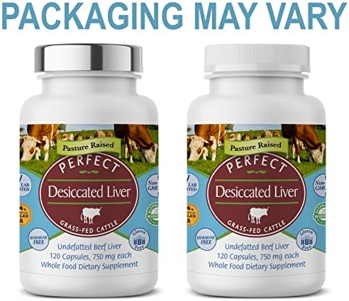 Perfect Supplements – Perfect Desiccated Liver – 120 Capsules – Undefatted Beef Liver – Natural Source of Protein, Iron, Vitamins A & B – 5 Pack