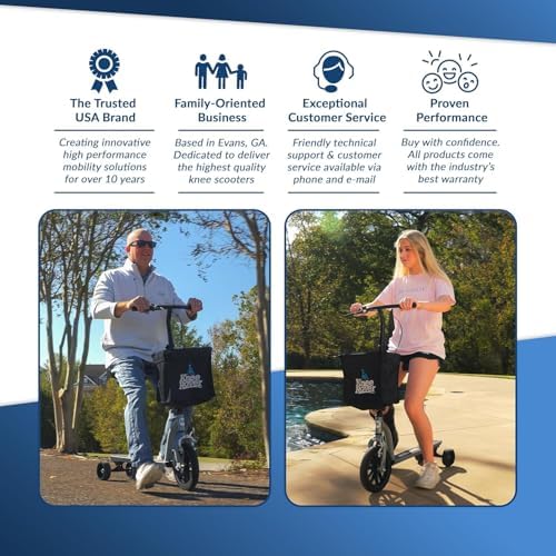 KneeRover Walk Assist - Mobility Freedom Walking Bike for Chronic Joint Pain, Seated Mobility Scooter Walker Crutch Alternative for Foot, Ankle, Knee, Leg, and Hip Injury Recovery (Silver)