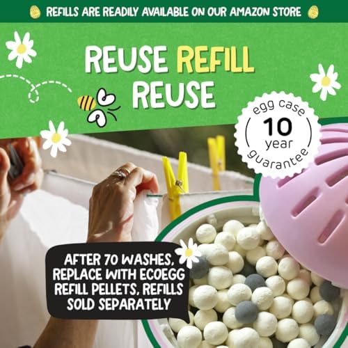 Ecoegg Laundry Egg with 70 Washes Included | Detergent Replacement | Non bio and no enzymes, phosphates, Palm Oil, Chlorine Bleach | Sensitive Skin | Spring Blossom