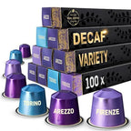 Real Coffee Great Taste. Every Day Discover Decaf Pack | Compatible with Nespresso Original Line | 3 City Blends: Arezzo, Firenze, Torino | 100 Aluminum Capsules | Product of Italy