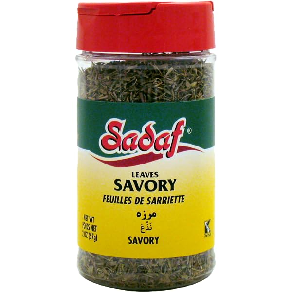 Sadaf Savory Leaves - Dried Savory Leaves for Cooking and Food Seasoning - Aromatic and Flavorful Herb - Savory Seasoning - Kosher & Vegetarian - 2 oz Pet Bottle Shaker Top