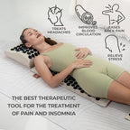 Acupressure Mat Set with 6,210 Pressure Points for Pain Relief and Relaxation Kit for Back, Neck, and Sleep – Yoga and Meditation Pillow (Soft Cream)