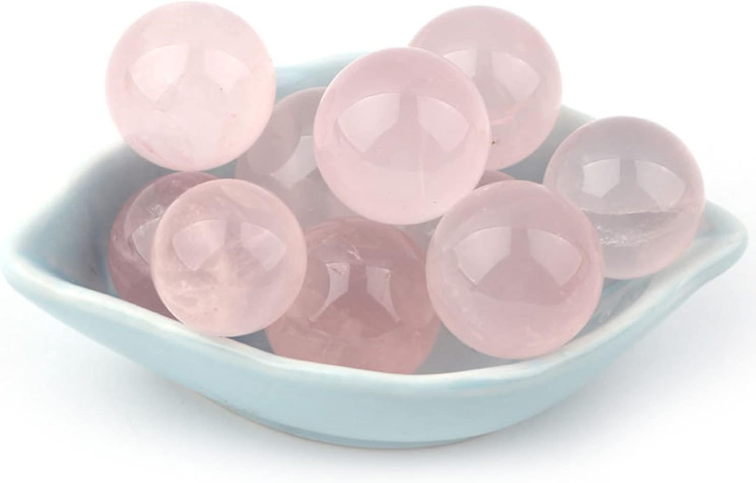 Natural Rose Quartz Sphere 7pcs Crystal Ball Sphere Pink Healing Gemstone Spheres for Reiki, DIY Jewelry Making, 7 Star Array Chakra Stone, Meditation, Attracting Love, Palm Stones,1.2"