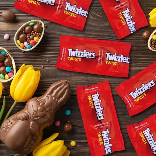 Licorice Twist Strawberry Bulk Pack 2 Pound - Individually Wrapped Chewy Candy for Easter Basket Stuffers, Party Favors, Pinata Filler, and Snacks - Great for Kids & Adults