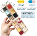 3 Pack, 14 GRIDS Travel Pill Organizer Box with Labels - Travel Medicine Case Kit - Pocket Daily Pharmacy Container - Travel Medication Holder Dispenser for Fish Oil Vitamin Supplement Storage