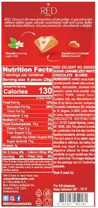 Red Delight Caramelized White Chocolate Bars - Pack of 6 - No Added Sugar, Reduced Calories and Fat - Full-Size Chocolate Treats for Gifting and Indulgence