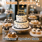 Black Pearls Sprinkles,Edible Pearl Sugar Sprinkle for Cake Decorating,130g Mix Size,Baking Cake Decorations Candy,Cupcake Toppers,Cookie Decorating Donuts Ice Cream Toppings,Wedding Holiday Birthday Party Supplies