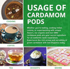 Jiva Organic Green Cardamom Pods Whole - Non-GMO, Premium Quality, Jumbo Size - 3.5 Ounce Bag
