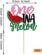 Rsstarxi 1 Pack Watermelon Cake Topper Glitter One in a Melon Cake Pick Watermelon First Birthday Cake Decorations for Summer Fruit Baby Shower Boys Girs 1st Birthday Party Decorations