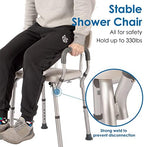 Shower Chair with Arms and Back Heavy Duty 330lbs, Shower Chair for Inside Shower, Shower Seat for Inside Shower Bathroom Chair with Cutout Seat & Cold-Proof Pads, Tools-Free Assembly